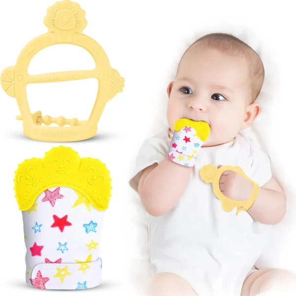 Vicloon Luvas e pulseiras para bebé, 2 peças mordedor sem BPA